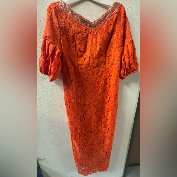STYLEWE Orange Puff Sleeve Asymmetrical Gown - Picture 3 of 4